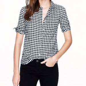 J. Crew Crinkle boy shirt in black check